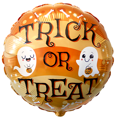 Balon foliowy z helem, okrągły, Flexmetal, 48cm - Trick or treat