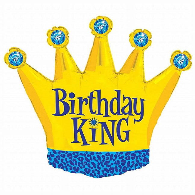 Balon foliowy z helem, Korona, Grabo, 91cm - Birthday King