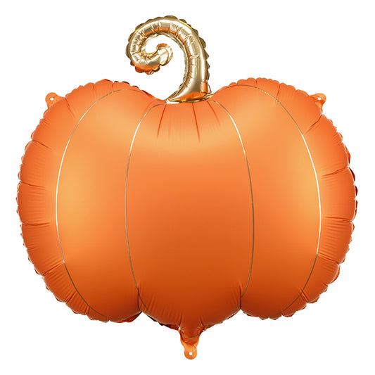 Balon foliowy z helem, pomarańczowy, PartyDeco, 56cm - Dynia ze złotym ogonkiem