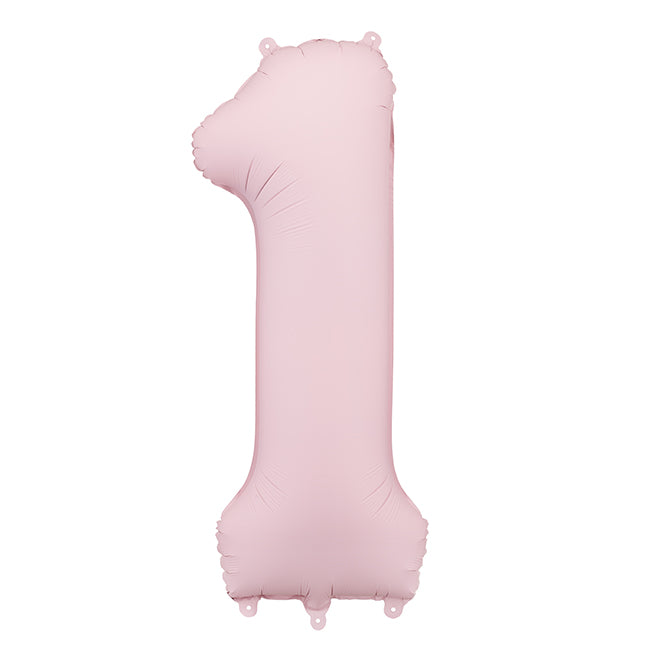 Balon z helem, jasny różowy matowy, XXL 86 cm, długolatający - cyfra 1