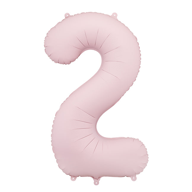 Balon z helem, jasny różowy matowy, XXL 86 cm, długolatający - cyfra 2
