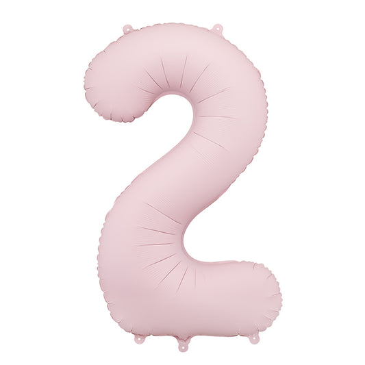 Balon z helem, jasny różowy matowy, XXL 86 cm, długolatający - cyfra 2