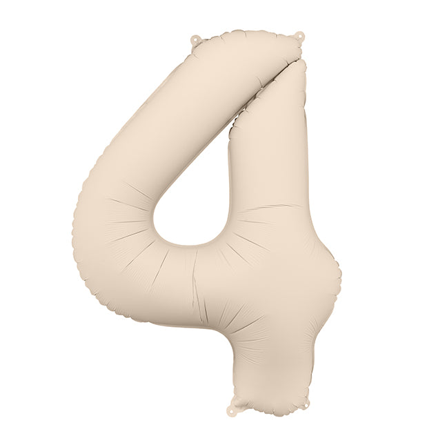 Balon z helem, beżowy matowy, XXL 86 cm, długolatający - cyfra 4