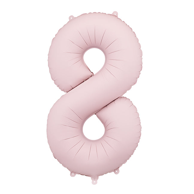 Balon z helem, jasny różowy matowy, XXL 86 cm, długolatający - cyfra 8