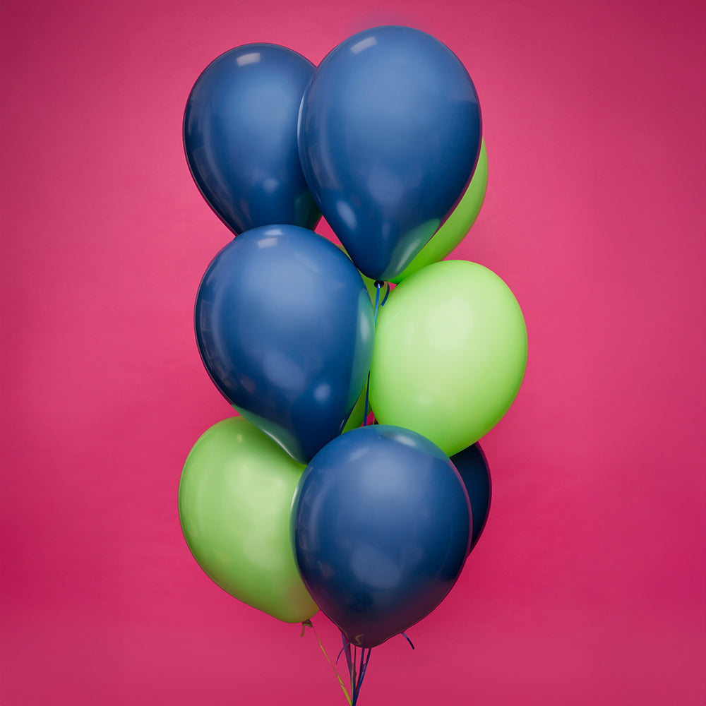 Bukiet balonów lateksowych z helem, 9 sztuk - Neon Navy