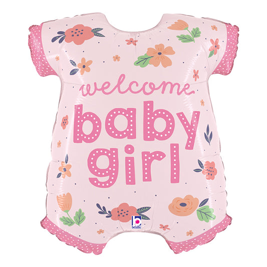 Balon foliowy z helem, śpioszki, Grabo, 79cm - Welcome Baby Girl