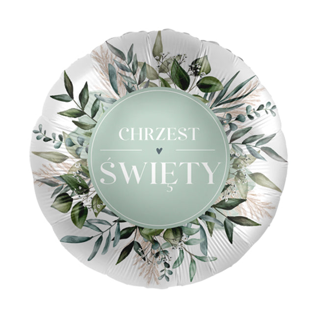 Balon foliowy z helem, okrągły, 45cm - Chrzest Święty