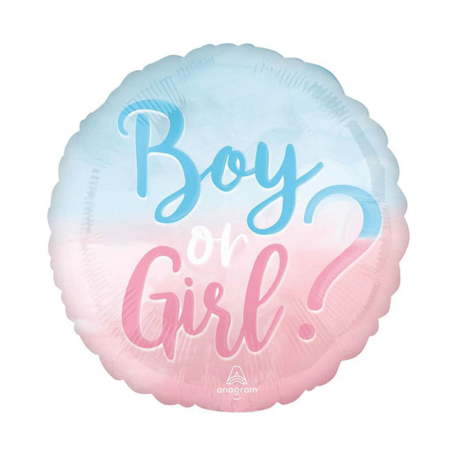Balon foliowy z helem, okrągły, Anagram, 46cm - Big reveal Boy or Girl