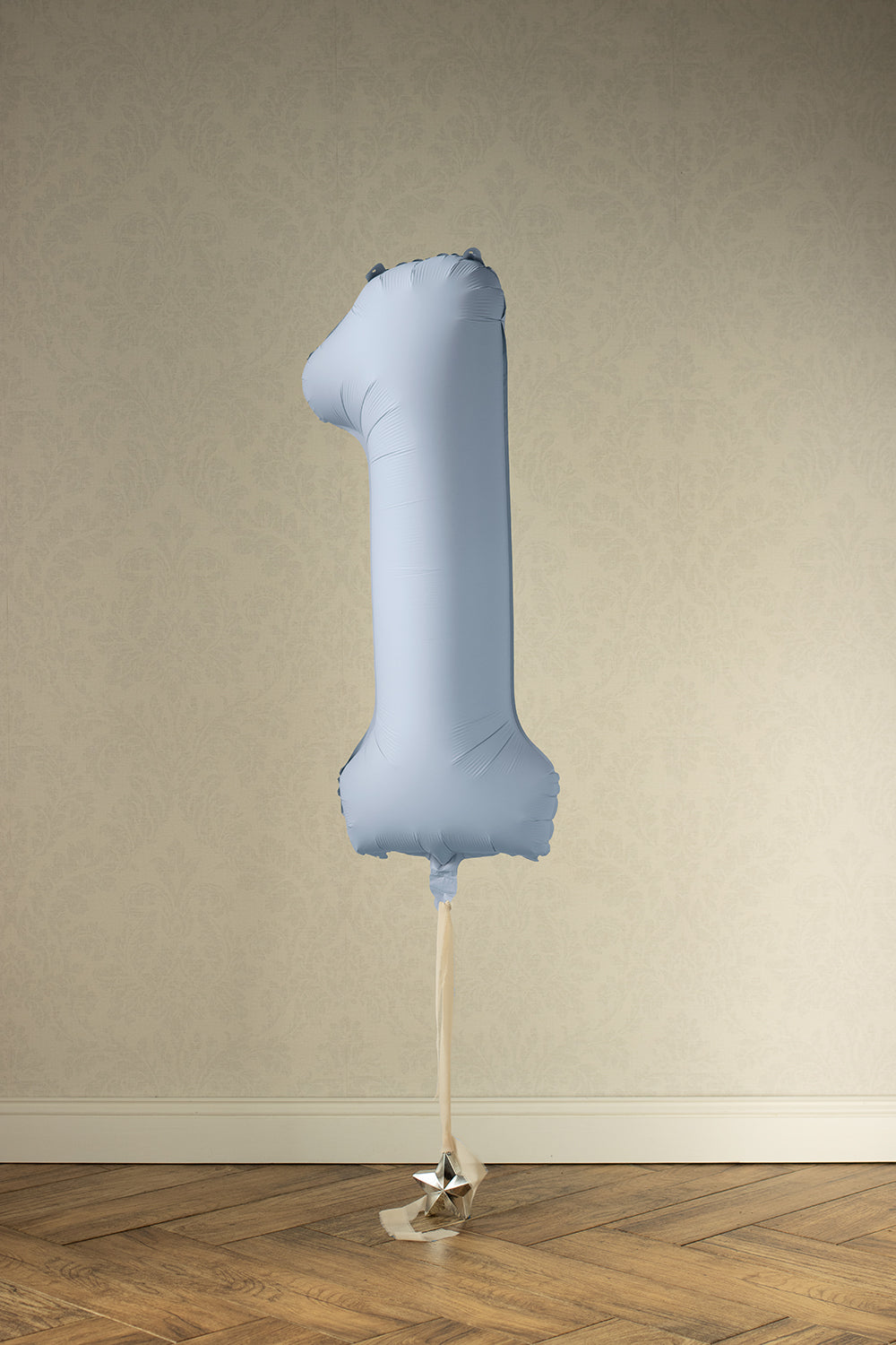 Balon z helem, niebieski matowy, XXL 86 cm, długolatający - cyfra 1