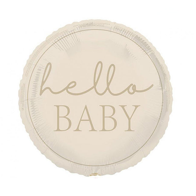 Balon foliowy z helem, okrągły, Unique Party, 46cm - Hello baby