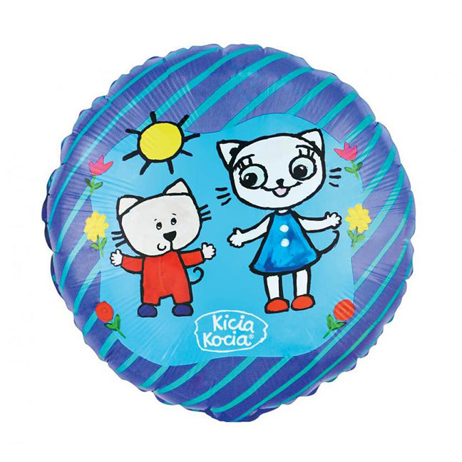 Balon foliowy z helem, okrągły, 45cm - Kicia Kocia i Nunuś