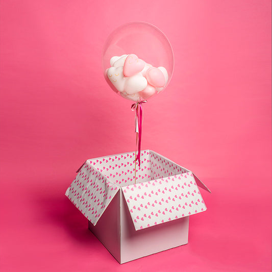 Zestaw z kartonem, przeźroczysty bubble z serduszkami, dodaj napis