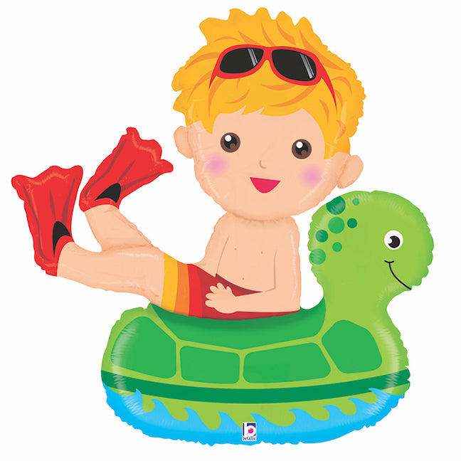 Balon foliowy z helem, Grabo, 107cm - Chłopiec pływający