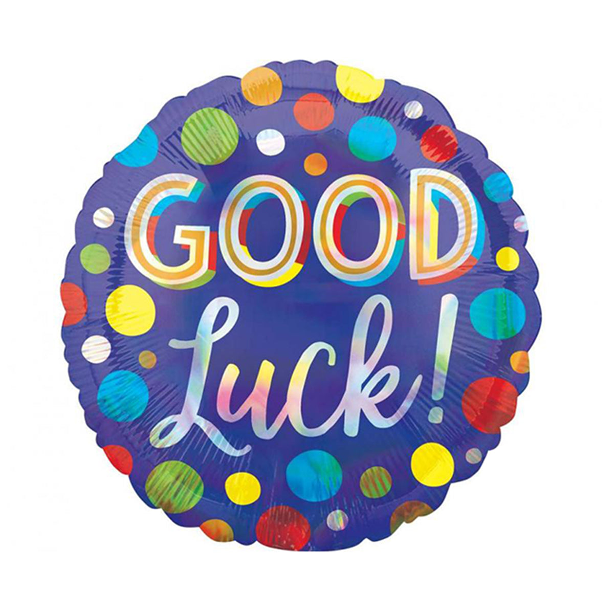 Okrągły holograficzny balon foliowy Good Luck, 45 cm