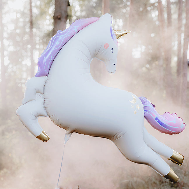 Balon foliowy z helem, PartyDeco, jednorożec, 113cm - Matowy Unicorn