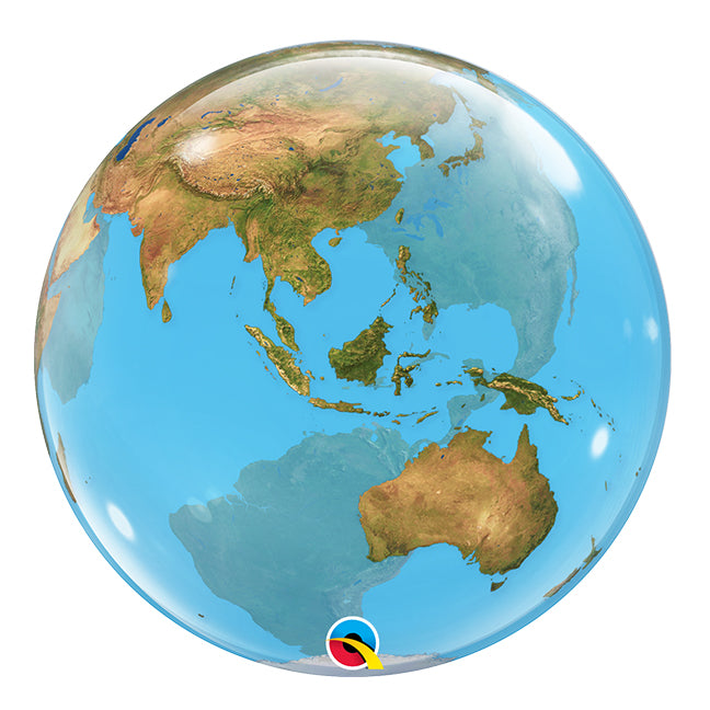 Balon bubble z helem, kula ziemska, globus, Qualatex, 56cm - Planeta Ziemia