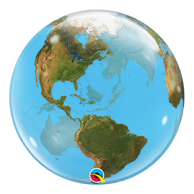 Balon bubble z helem, kula ziemska, globus, Qualatex, 56cm - Planeta Ziemia