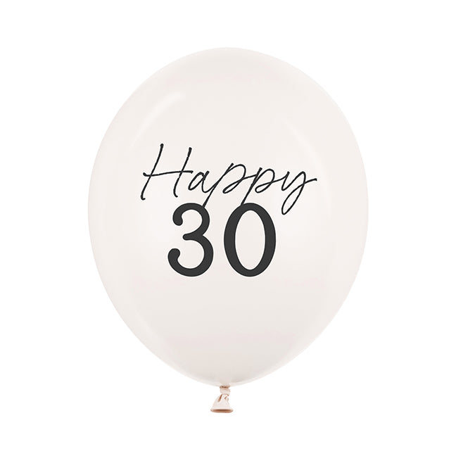 Balon lateksowy z helem, Pastel off-white, PartyDeco, 30cm - 30th Birthday