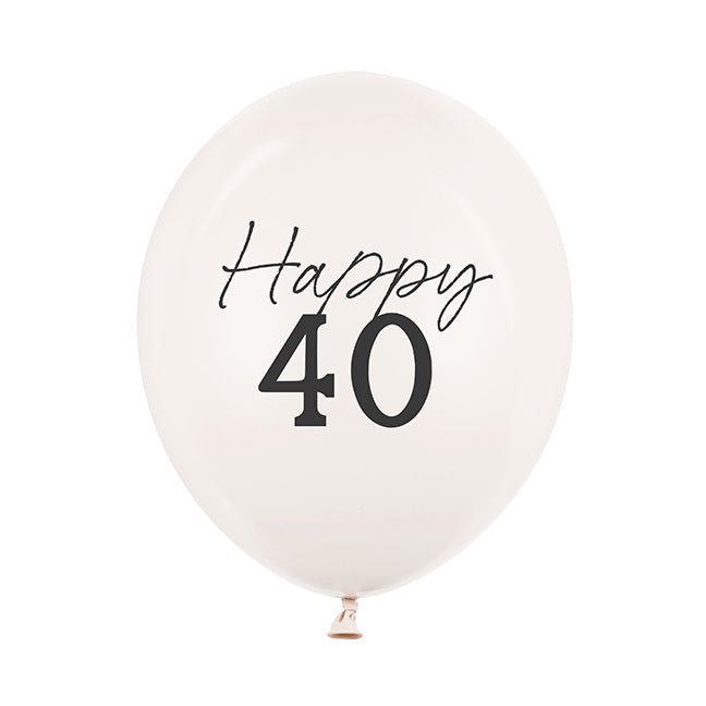 Balon lateksowy z helem, Pastel off-white, PartyDeco, 30cm - 40th Birthday