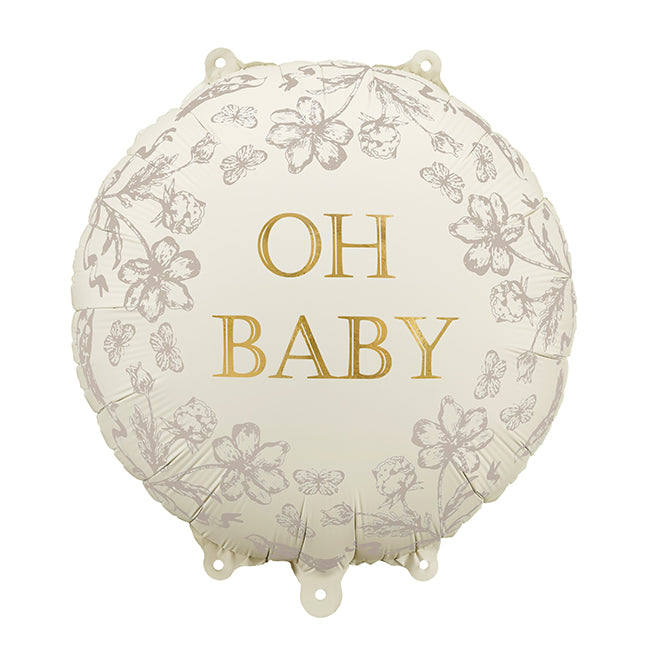Balon foliowy z helem, okrągły, PartyDeco, 35cm - Oh baby