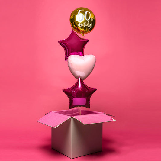 Bukiet Balonów z Helem na 50. Urodziny - Zestaw dla Niej