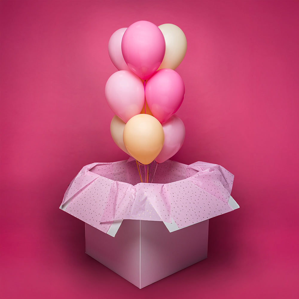 Bukiet balonów z helem, 9 sztuk - Pink & Peach & Yellow