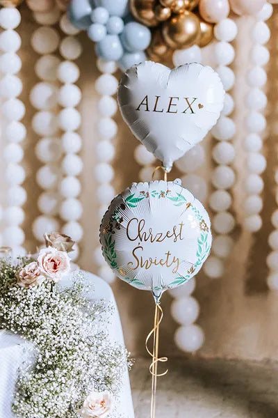 Balon foliowy z helem, PartyDeco, 45cm - Chrzest Święty