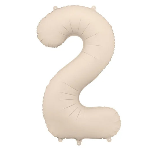 Balon z helem, beżowy matowy, XXL 86 cm, długolatający - cyfra 2