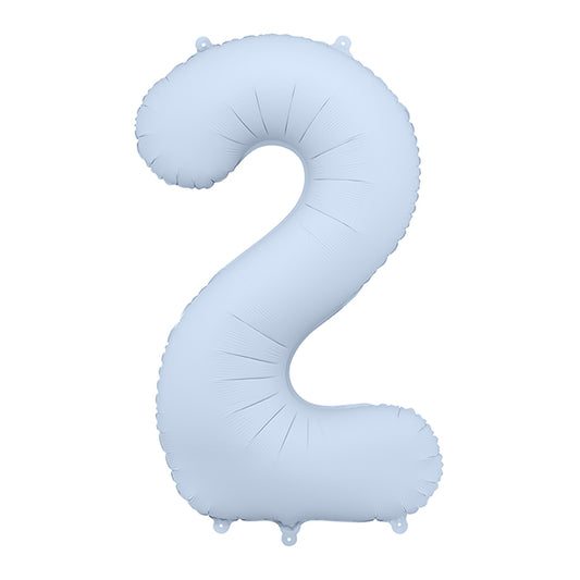 Balon z helem, niebieski matowy, XXL 86 cm, długolatający - cyfra 2