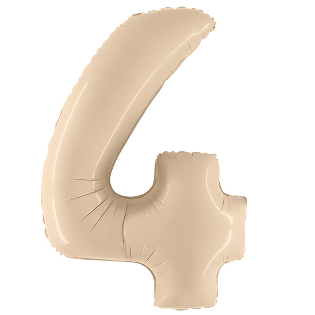 Balon z Helem, Cyfra Satynowa Kremowa, 102cm - Cyfra 4