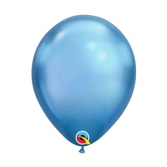 Balon lateksowy z helem, niebieski, Qualatex, 33cm - Chrom, shiny