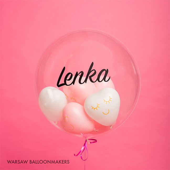 Zestaw z kartonem, przeźroczysty bubble z serduszkami - Warsaw balloonmakers