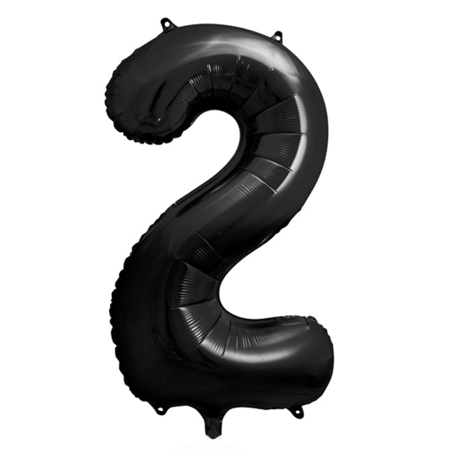 Balon foliowy z helem cyfra 2, czarna, 86cm - Warsaw balloonmakers