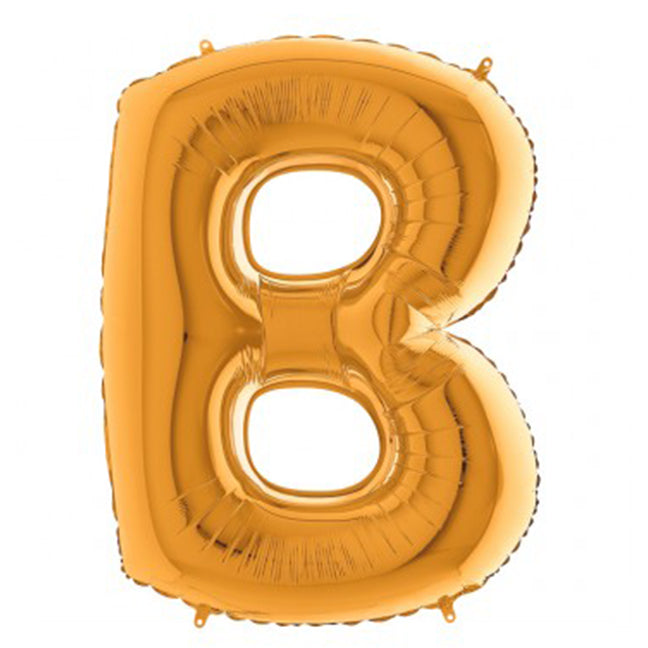 Balon foliowy z helem, złoty, 101cm, Grabo - Litera B