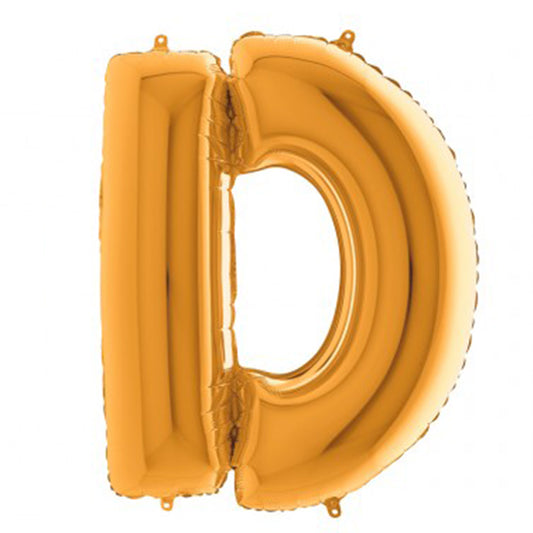 Balon foliowy z helem, złoty, 101cm, Grabo - Litera D