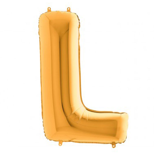 Balon foliowy z helem, złoty, 101cm, Grabo - Litera L