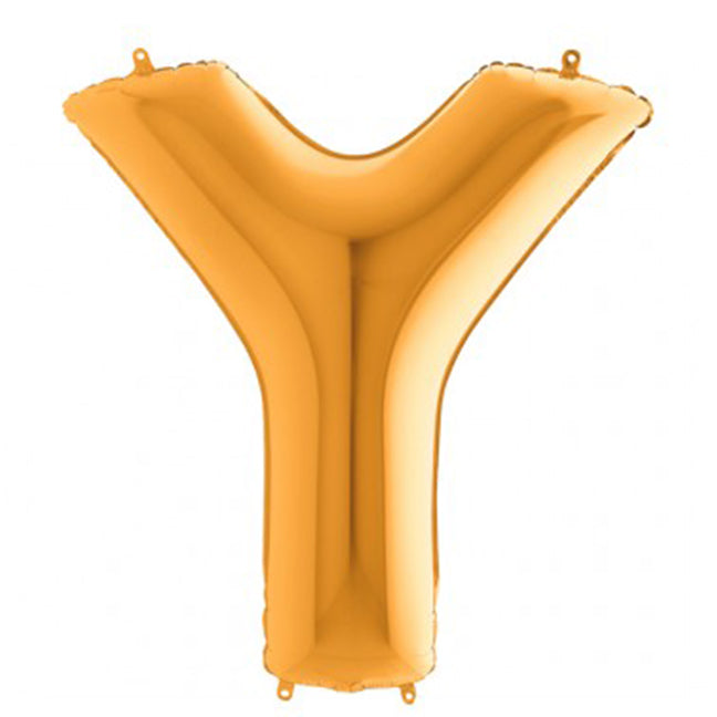 Balon foliowy z helem, złoty, 101cm, Grabo - Litera Y