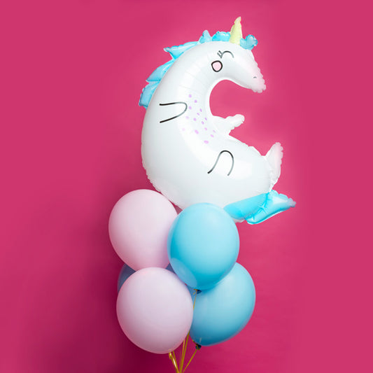 Bukiet balonowy z helem, Jednorożec, unicorn, PD, 70x75cm i pastelowe baloniki, dodaj karton - Warsaw balloonmakers