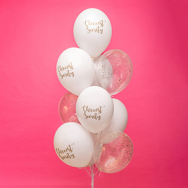 Bukiet balonów z helem, 10 sztuk, balony z konfetti - Chrzciny