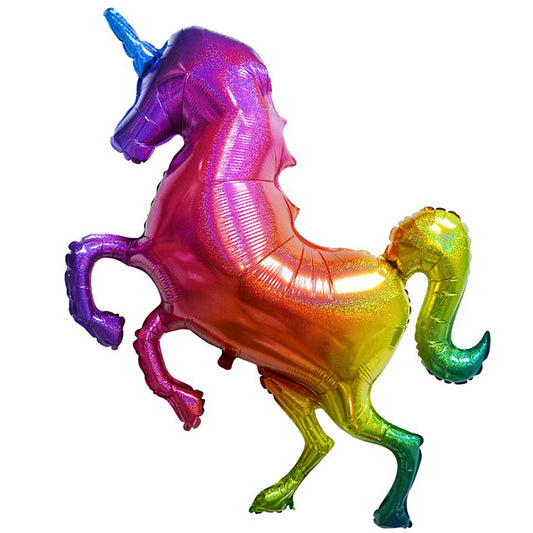 Balon foliowy z helem, holograficzny, unicorn, Godan, 135cm - Jednorożec