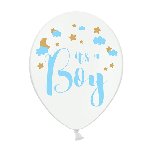 Balon lateksowy z helem, It's a Boy, Pastel Pure White - Warsaw balloonmakers