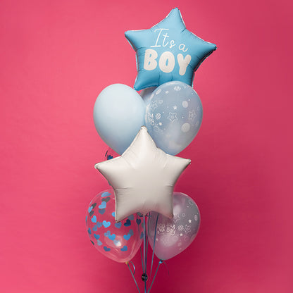 Balon foliowy z helem Gwiazdka, niebieski, PartyDeco, 48cm - It's a boy