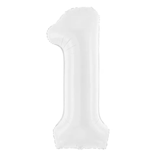 Cyfra 1 biała Balon foliowy z helem