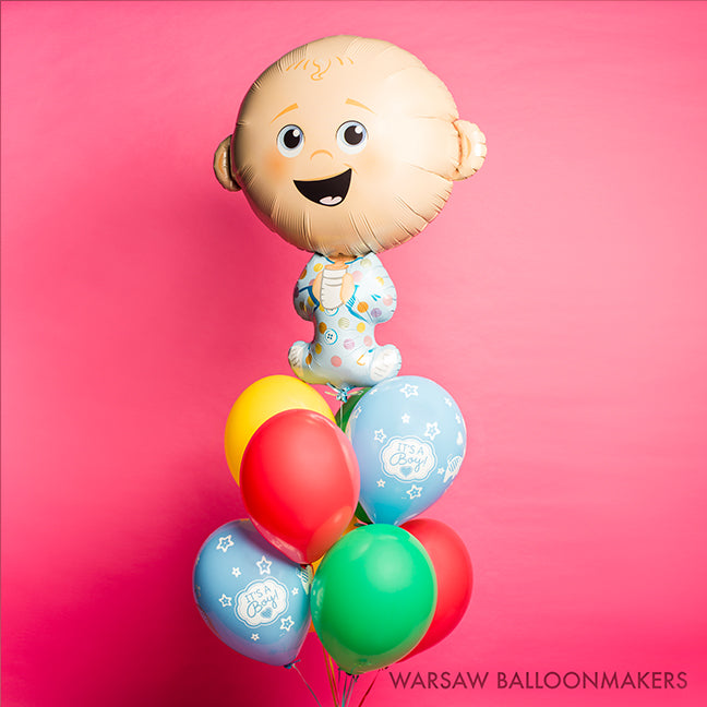 Bukiet balonowy z helem, Witaj! chłopiec, dodaj karton - Warsaw balloonmakers