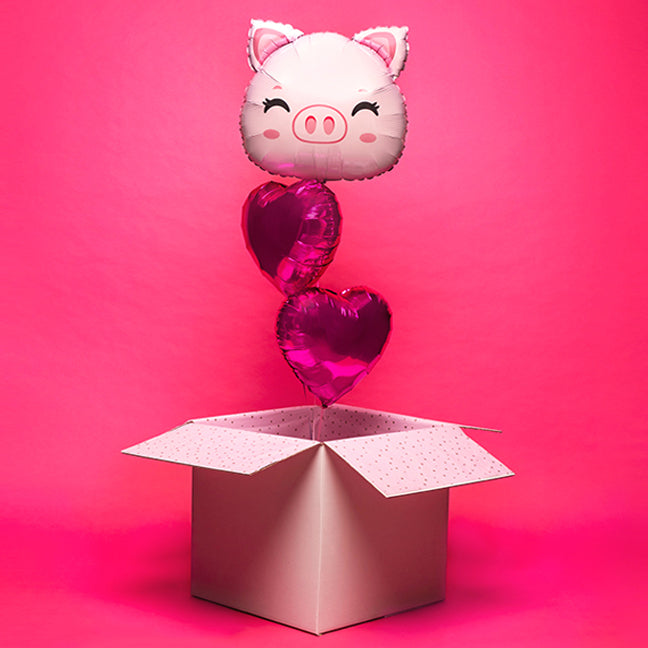 bukiet balonowy świnka w kartonie