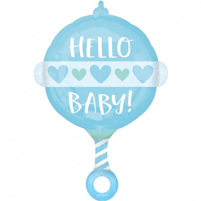 Balon foliowy z helem Grzechotka niebieska, AM, 60cm - Warsaw balloonmakers