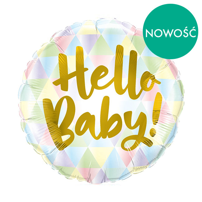 Balon foliowy z helem okrągły "Hello Baby" QL, 46cm - Warsaw balloonmakers