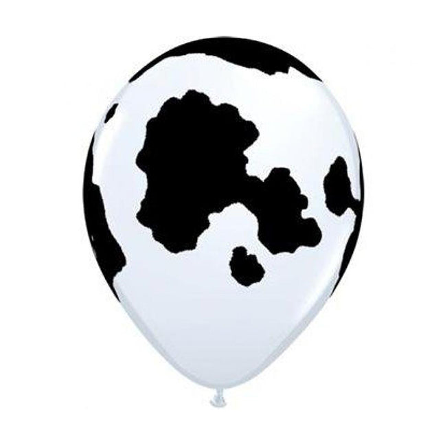 Balon lateksowy z helem, krowa, Qualatex, 30cm - Krowie łaty