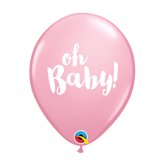 Balon lateksowy z helem, QL, Oh Baby! różowy - Warsaw balloonmakers
