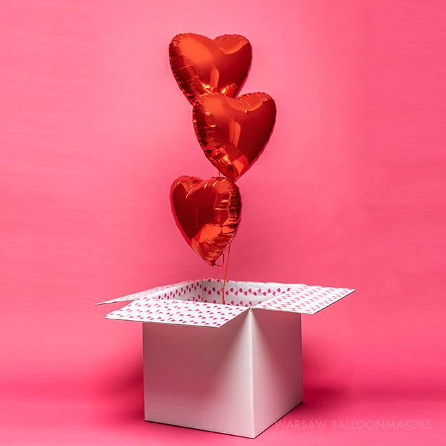 Zestaw z kartonem, PD, trzy czerwone serca 45 cm, dodaj napis